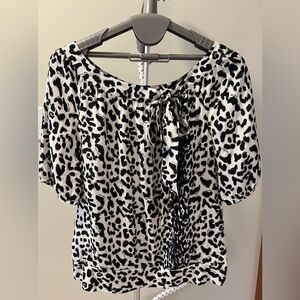 White House Black Market Silk Leopard Top